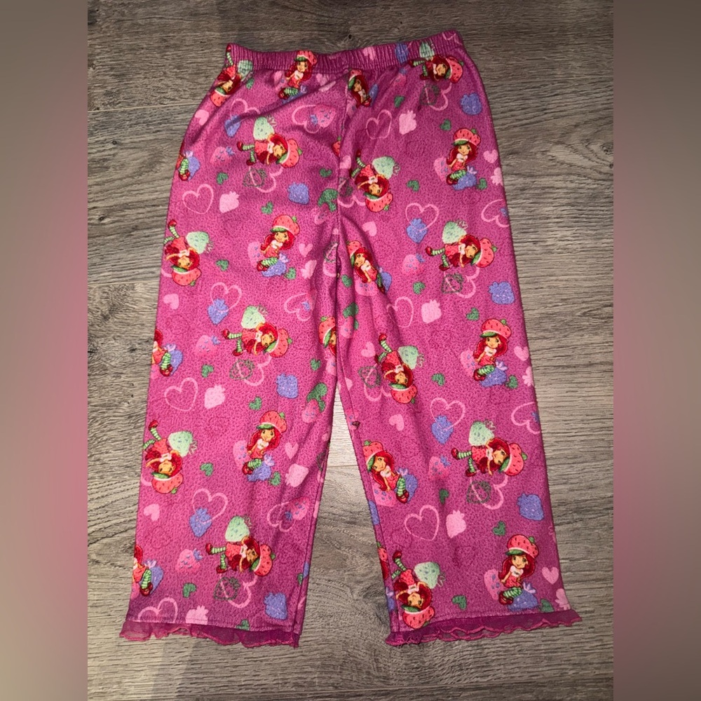 Y2K Strawberry Shortcake Fleece Pants with Ruffle trim